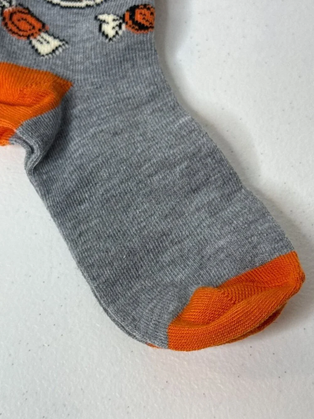 Disney Stitch Halloween Kids Crew Socks Gray Orange New